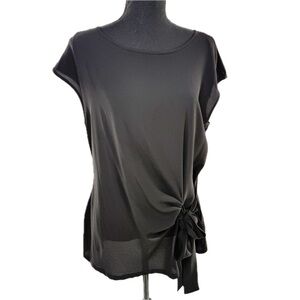 Vince Camuto Cap Sleeve Tie Waste Detail Black Blouse Size Medium